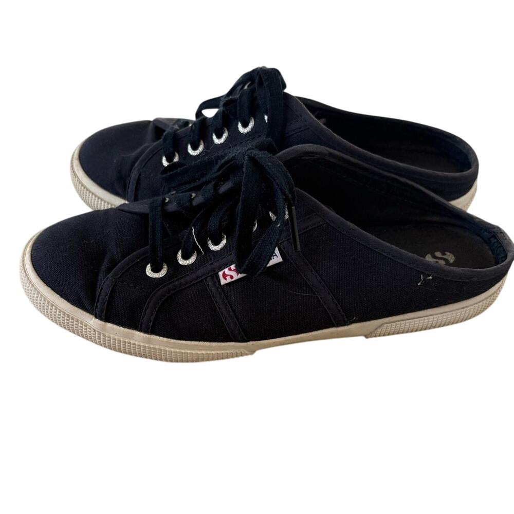 SUPERGA Women’s Slip On Mule Canvas Lace Up Sneaker Navy S00BC30 Size 39 US 8